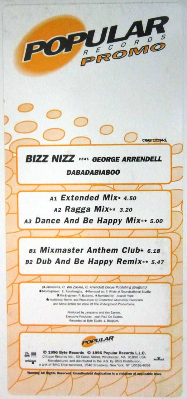 Bizz Nizz : Dabadabiaboo (12", Promo)