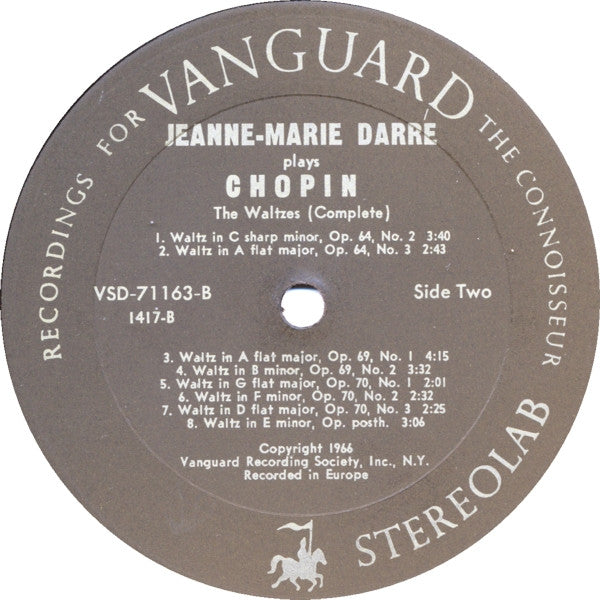 Jeanne-Marie Darré Plays Frédéric Chopin : The Waltzes (Complete) (LP, Bla)