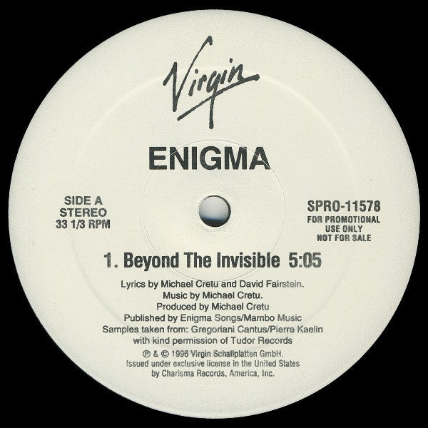Enigma : Beyond The Invisible / Light Of Your Smile (12", Promo)
