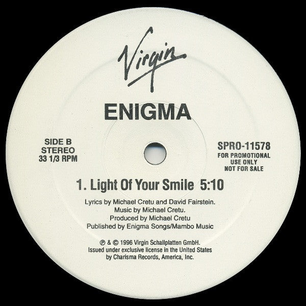 Enigma : Beyond The Invisible / Light Of Your Smile (12", Promo)