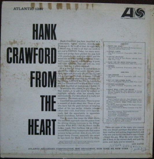 Hank Crawford : From The Heart (LP, Album, Mono)
