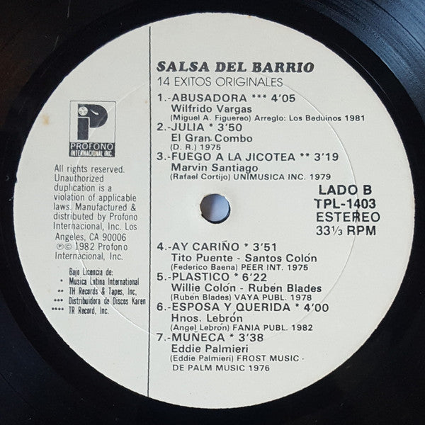 Various : Salsa Del Barrio! 14 Exitos Originales (LP, Comp)