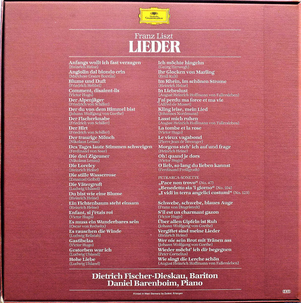 Franz Liszt - Dietrich Fischer-Dieskau, Daniel Barenboim : Lieder (4xLP + Box)