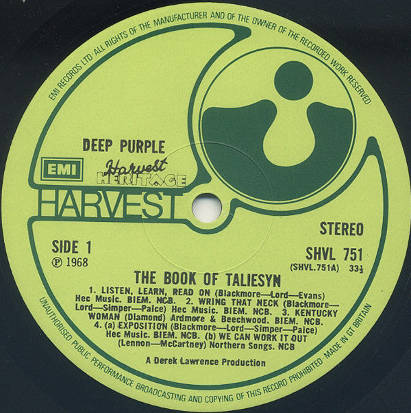 Deep Purple : The Book Of Taliesyn (LP, Album, RE, Gat)