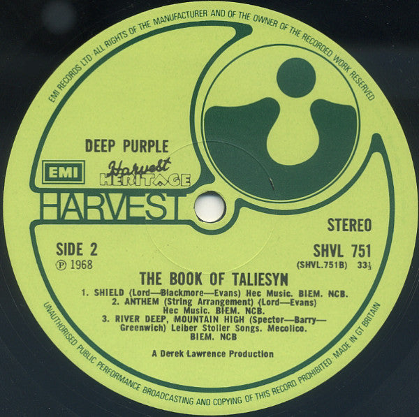 Deep Purple : The Book Of Taliesyn (LP, Album, RE, Gat)