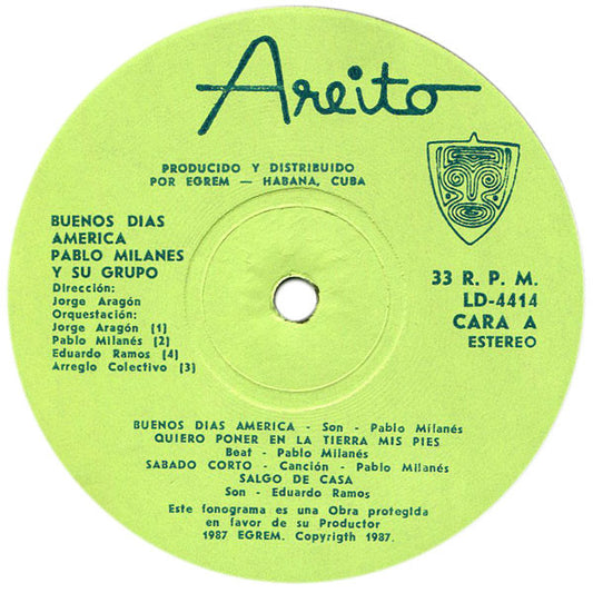 Pablo Milanés - Buenos Dias America vinyl record, LP (Mint (M)) | Lulo Records
