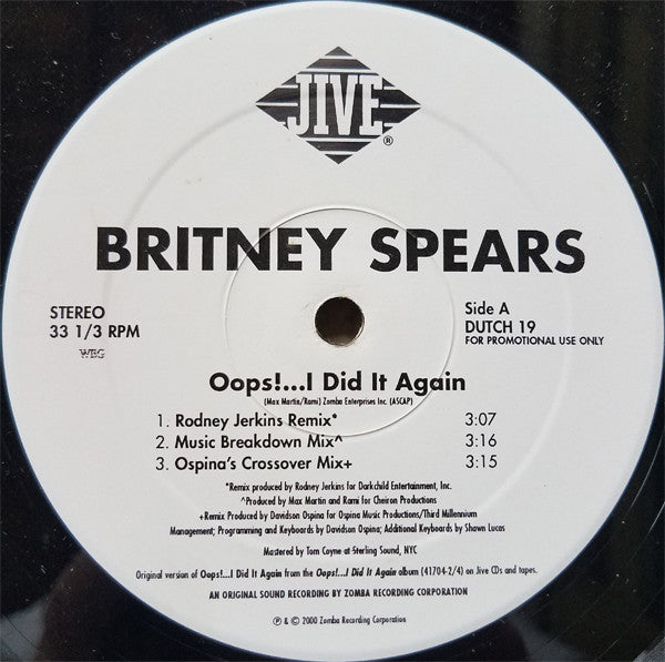 Britney Spears : Oops!...I Did It Again (12", Promo)