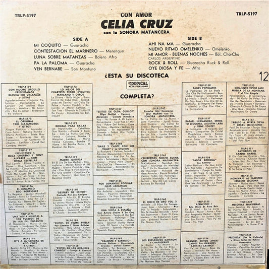 Celia Cruz Con La Sonora Matancera : Con Amor (LP, Comp)