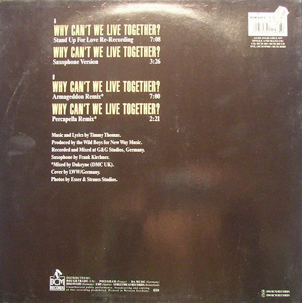 Timmy Thomas : Why Can't We Live Together? (Stand Up For Love! The 1990 Re-Recording) (12")