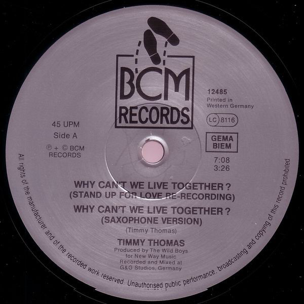 Timmy Thomas : Why Can't We Live Together? (Stand Up For Love! The 1990 Re-Recording) (12")