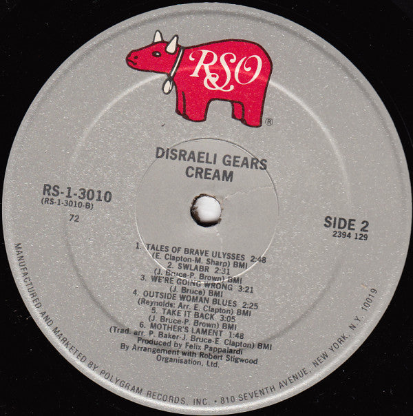 Cream (2) : Disraeli Gears (LP, Album, RE, 72 )
