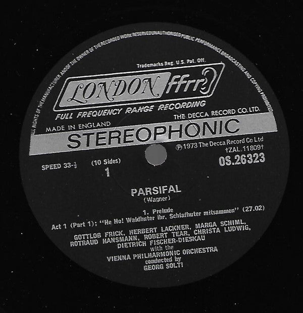 Richard Wagner / Dietrich Fischer-Dieskau, René Kollo, Christa Ludwig, Hans Hotter, Gottlob Frick, Zoltan Kélémen, Wiener Philharmoniker, Georg Solti : Parsifal (5xLP + Box)