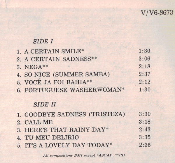 Astrud Gilberto / Walter Wanderley : A Certain Smile A Certain Sadness (LP, Album)