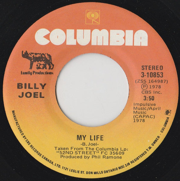 Billy Joel : My Life / 52nd Street (7", Single)