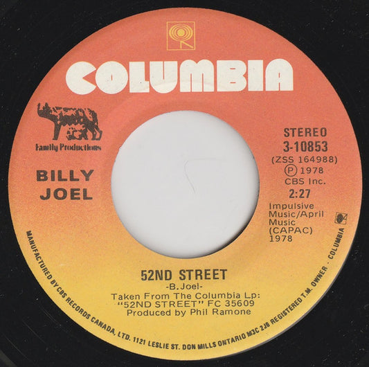 Billy Joel : My Life / 52nd Street (7", Single)