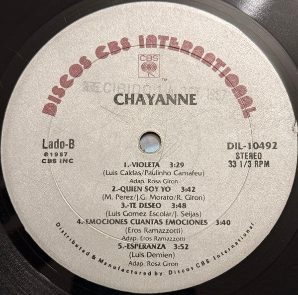 Chayanne : Chayanne 87 (LP, Album)