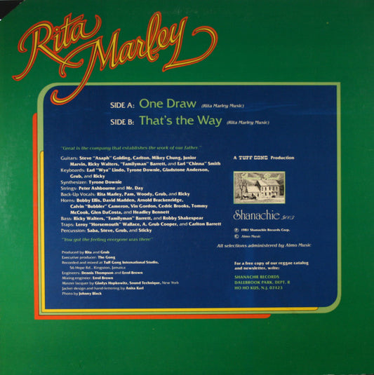 Rita Marley : One Draw / That's The Way (12")
