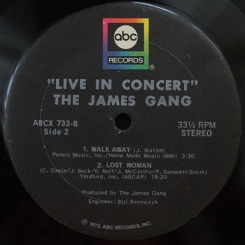 James Gang : Live In Concert (LP, Album, RP)