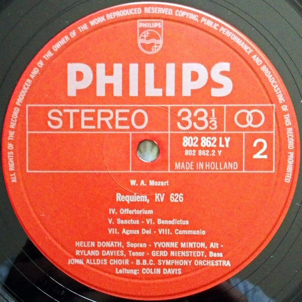 Wolfgang Amadeus Mozart, Helen Donath, Yvonne Minton, Ryland Davies, Gerd Nienstedt, John Alldis Choir, BBC Symphony Orchestra, Sir Colin Davis : Requiem (LP)