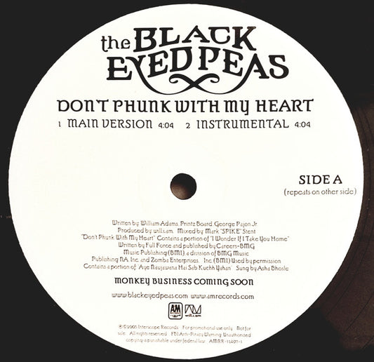 The Black Eyed Peas* - Don't Phunk With My Heart vinyl record, 12" (Very Good Plus (VG+)) | Lulo Records
