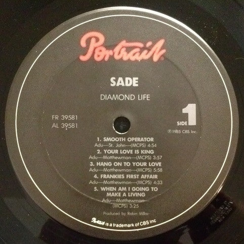Sade : Diamond Life (LP, Album, RP, Car)