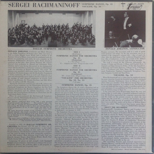 Sergei Vasilyevich Rachmaninoff, Dallas Symphony Orchestra, Donald Johanos : Symphonic Dances / Vocalise (LP)