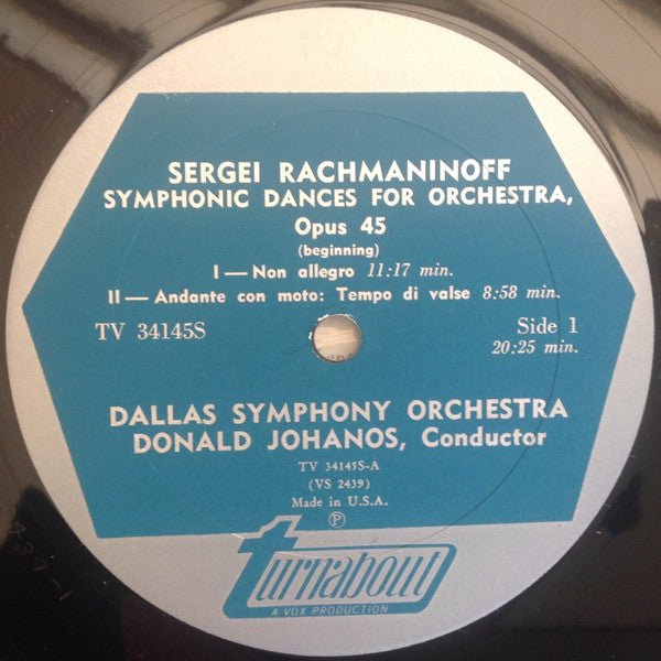 Sergei Vasilyevich Rachmaninoff, Dallas Symphony Orchestra, Donald Johanos : Symphonic Dances / Vocalise (LP)