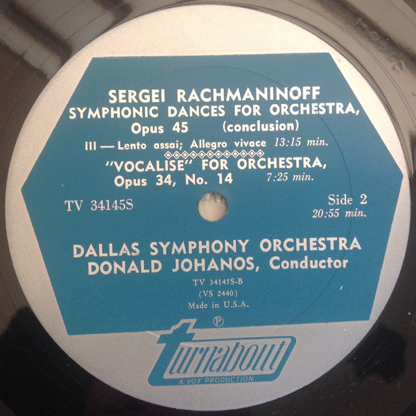 Sergei Vasilyevich Rachmaninoff, Dallas Symphony Orchestra, Donald Johanos : Symphonic Dances / Vocalise (LP)