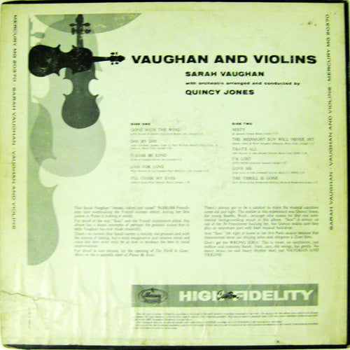 Sarah Vaughan - Vaughan And Violins vinyl record, LP (Very Good Plus (VG+)) | Lulo Records