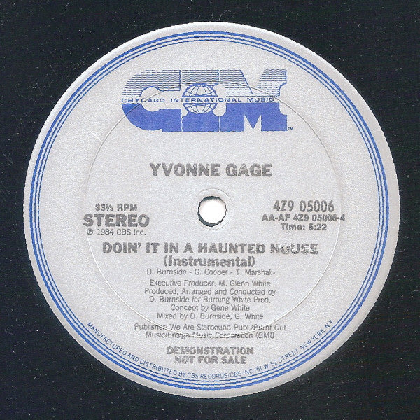 Yvonne Gage : Doin' It In A Haunted House (12", Promo)
