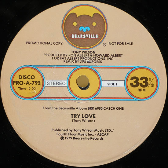 Tony Wilson (3) : Try Love (12", Promo)