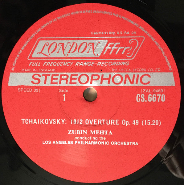Zubin Mehta, Los Angeles Philharmonic Orchestra, Pyotr Ilyich Tchaikovsky : 1812 Overture / Romeo And Juliet (LP, Album)