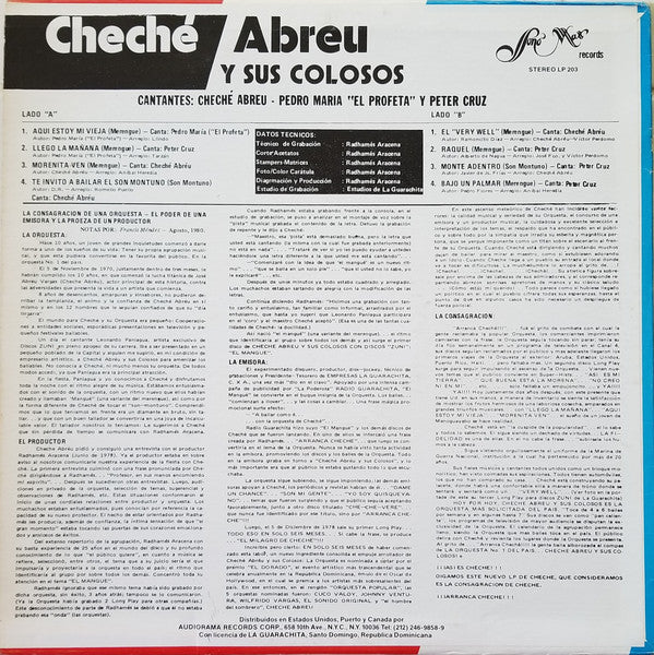 Cheche Abreu Y Sus Colosos : El Very Well (LP, Album)