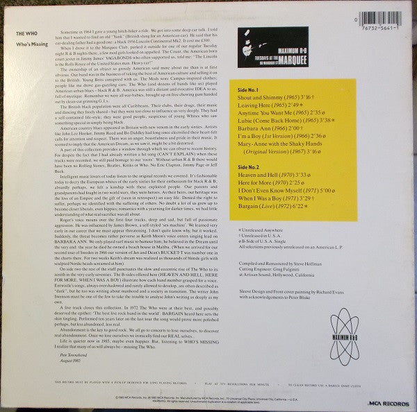 The Who : Who's Missing (LP, Comp, RM, Glo)