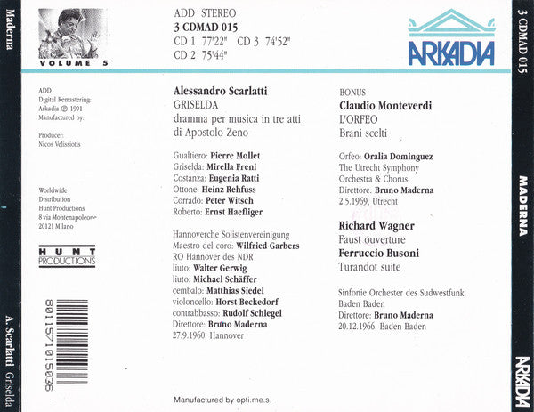 Bruno Maderna, Alessandro Scarlatti : 'Griselda' - Bruno Maderna Edition Volume 5 (3xCD, Album, Mono, RM + Box)