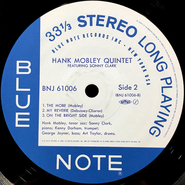 The Hank Mobley Quintet Featuring Sonny Clark : Hank Mobley Quintet Featuring Sonny Clark (LP, Album, Ltd)
