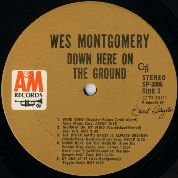 Wes Montgomery : Down Here On The Ground (LP, Album, Gat)