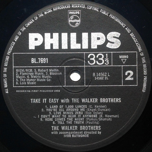 The Walker Brothers : Take It Easy With The Walker Brothers (LP, Album, Mono)
