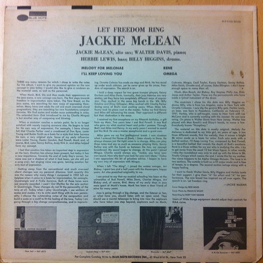 Jackie McLean : Let Freedom Ring (LP, Album, RP)