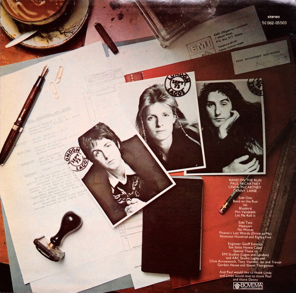 Wings (2) : Band On The Run (LP, Album, Li)