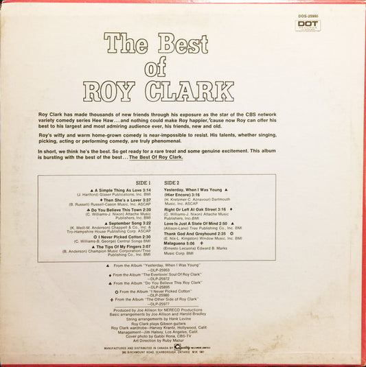 Roy Clark - The Best Of Roy Clark vinyl record, LP (Very Good Plus (VG+)) | Lulo Records