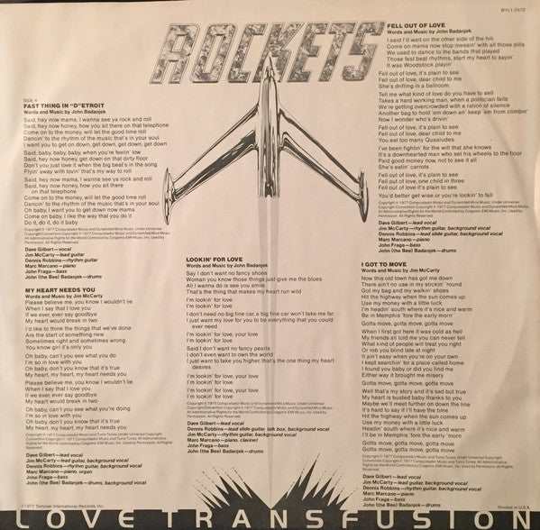 The Rockets (5) : Love Transfusion (LP, Album, Ind)