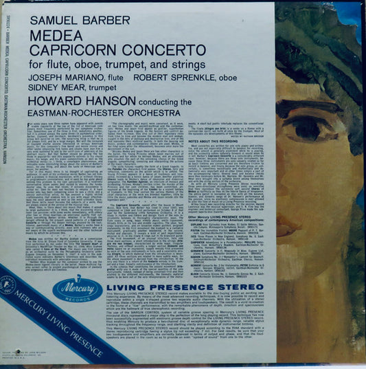 Samuel Barber, Howard Hanson, Eastman-Rochester Orchestra : Medea / Capricorn Concerto For Flute, Oboe, Trumpet And Strings (LP)