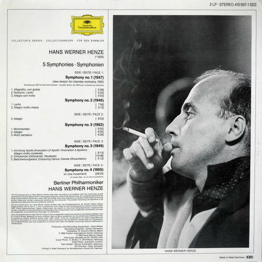 Hans Werner Henze - Berliner Philharmoniker - 5 Symphonies vinyl record, 2xLP (Near Mint (NM or M-)) | Lulo Records
