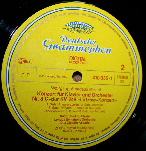 Wolfgang Amadeus Mozart - Rudolf Serkin, London Symphony Orchestra & Claudio Abbado : Klavierkonzerte = Piano Concertos Nos. 27 & 8 (LP)