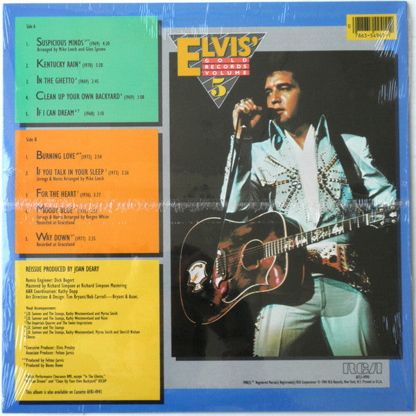 Elvis Presley : Elvis' Gold Records Volume 5 (LP, Comp, Ind)