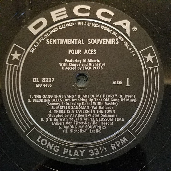 The Four Aces Featuring Al Alberts : Sentimental Souvenirs (LP, Mono, Glo)