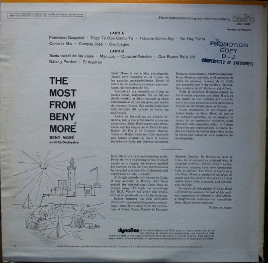 Beny Moré : The Most From Beny Moré - Reissued By Request (LP, Comp, RE)