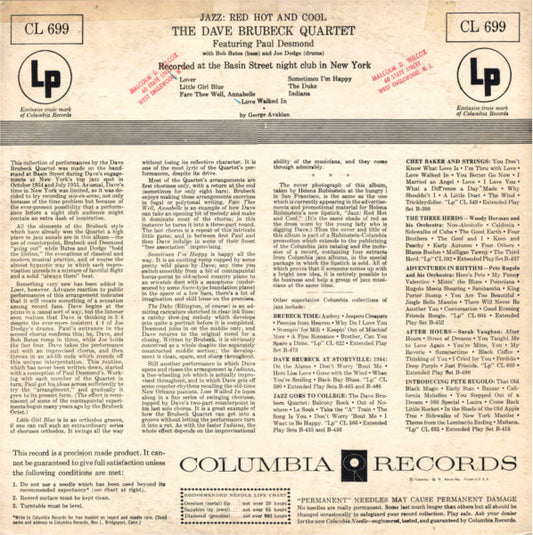 The Dave Brubeck Quartet - Jazz: Red Hot And Cool vinyl record, LP (Very Good Plus (VG+)) | Lulo Records