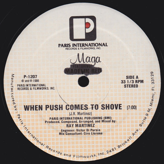 Maga Featuring Madelin Red - When Push Comes To Shove vinyl record, 12" (Very Good Plus (VG+)) | Lulo Records